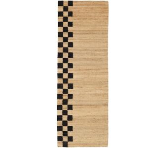 RugVista Chess Line Jute Tapis - Marron clair / Noir 80x250