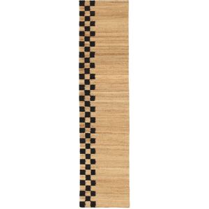 RugVista Chess Line Jute Tapis - Marron clair / Noir 80x350