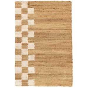 RugVista Chess Line Jute Tapis - Marron clair / Blanc naturel 80x120