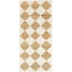 RugVista Romboz Jute Tapis - Marron clair / Blanc naturel 90x210