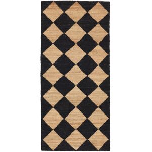 RugVista Romboz Jute Tapis - Marron clair / Noir 90x210