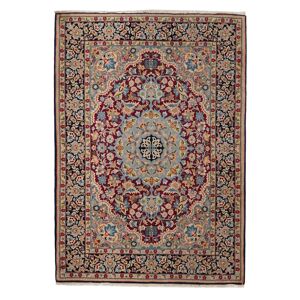 Noué à la main. Origine: Persia / Iran Ispahan soie chaîne Tapis 76x108 - Publicité