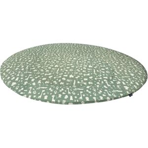 Alvi® Tapis d'éveil rond animaux granit vert granit/blanc Ø100 cm 100 cm