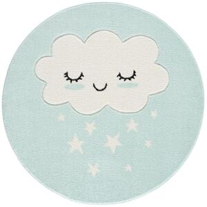 LIVONE Tapis enfant Kids love Rugs nuage rond menthe/blanc