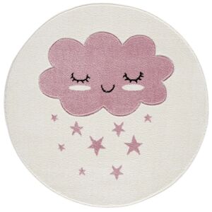LIVONE Tapis enfant Kids love Rugs nuage rond crème/rose circonférence 150 cm