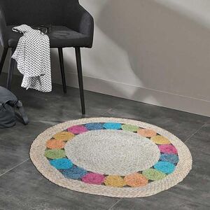 Tapis rond en jute fait main UNAMOURDETAPIS RONDAROND Multicolore 200x200 - Fibres végétales - Style ethnique - Publicité