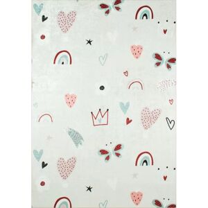 Nazar Rugs Tapis Enfant Coeur et Arc En Ciel Rose par Nazar Rugs - 80 x 150 cm - Tapis enfant