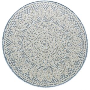 AFK Tapis interieur exterieur rond CROCHET - Gris - M - Tapis polypropylène