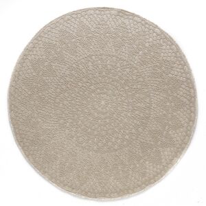 AFK Tapis interieur exterieur rond CROCHET - Ivoire - L - Tapis polypropylène