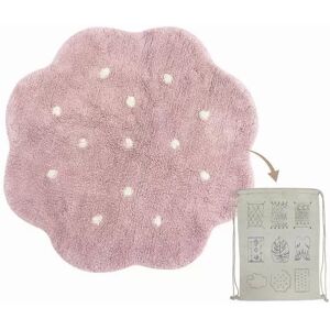 Lorena Canals Tapis Coton Lavable Mini Biscuit Vintage Rose par Lorena Canals - Ø 90 cm - Tapis enfant