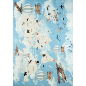 Nazar Rugs Tapis Enfant Carte Du Monde Happy Bleu par Nazar Rugs - Tapis rectangulaire