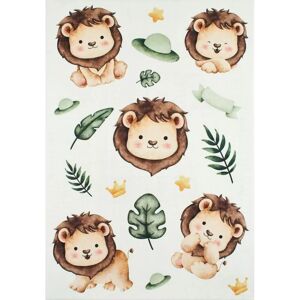 Nazar Rugs Tapis Enfant Lions Happy Beige par Nazar Rugs - 80 x 150 cm - Tapis enfant