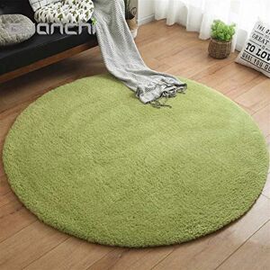 Liveinu Tapis Shaggy à Poils Longues Rond Antistatique Lavable Décoration pour Chambre à Coucher Salon Différentes Tailles Et Coloris Ø 60 cm Vert - Publicité