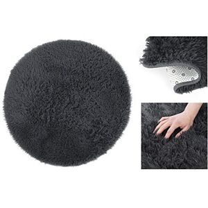 AmeliaHome Tapis Shaggy à Poils Longs 120 cm Antidérapant Rond Karvag Anthracite - Publicité