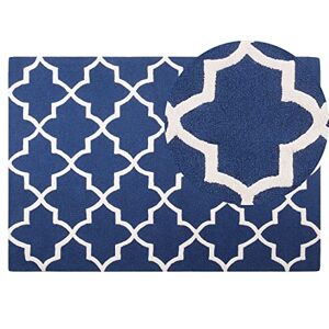 Beliani Tapis 140 x 200 cm en Laine Bleu et Beige à Motif Fabriqué à la Main Doux Silvan - Publicité