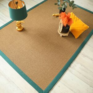 200x200 Tapis Sisal grosses boucles - Cuba havane - Ganse vert emeraude