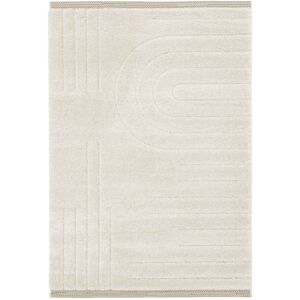 200x290 Tapis en relief géométrique - Andréa - Écru et beige naturel