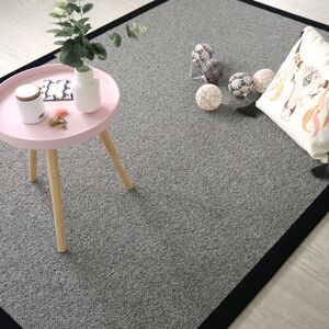 140x200 Tapis pure laine - Latoon gris foncé - Ganse coton noir