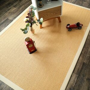 120x170 Tapis Sisal - Veracruz chevron - Miel - Ganse coton écru