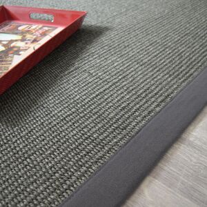 140x200 Tapis Sisal Quintana anthracite - Ganse coton anthracite