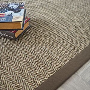 160x230 Tapis Sisal - Nairobi chevron - Ganse coton marron