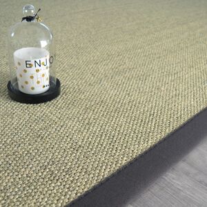 200x290 Tapis Sisal - Tulum écru - Ganse coton anthracite