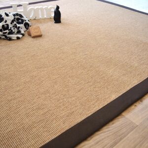 80x150 Tapis Tissé plat - Mahé naturel - Ganse coton marron