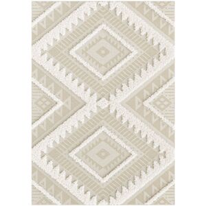 120x170 Tapis en relief geometrique - Salvador - Losanges ecru et beige naturel