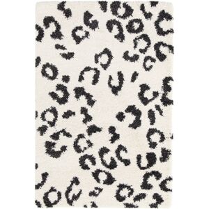 120x170 Tapis de salon a poils longs - Wild animal - Noir et blanc casse