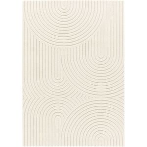 200x290 Tapis de salon en relief - Circle - Courbe ecru et creme