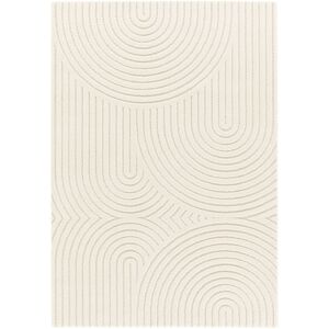 120x170 Tapis de salon en relief - Circle - Courbe ecru et creme