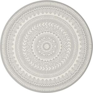 Ø120 Tapis rond d'exterieur ou d'interieur - Mandala - Gris