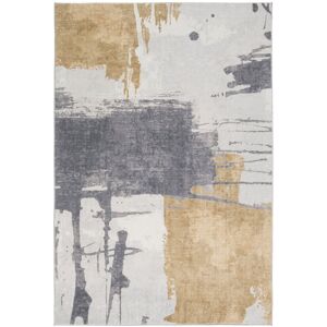 200x290 Tapis doux en fausse fourrure - Paoli - Gris et ocre