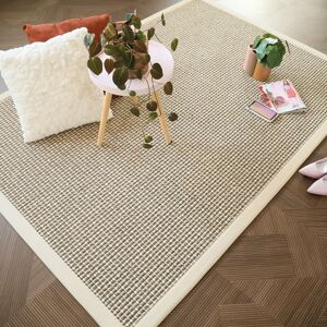 140x200 Tapis Laine et sisal - Caloundra grosses boucles beige - Ganse écru