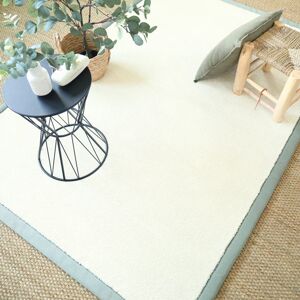 140x200 Tapis doux poils longs - Touch blanc crème - Ganse lin vert sauge