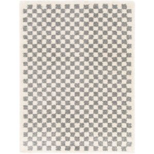 80x150 Tapis damier a poils longs - Colorama - Gris colore