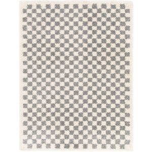 80x150 Tapis damier à poils longs - Colorama - Gris coloré