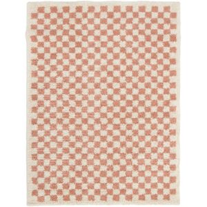 160x230 Tapis damier à poils longs - Colorama - Rose vintage