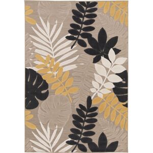 80x150 Tapis exterieur et interieur en relief - Palmera - Beige et noir