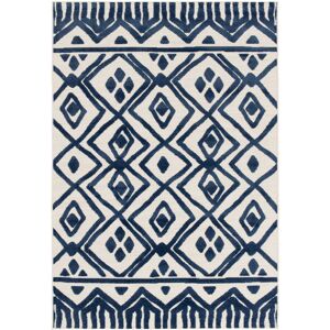 164x230 Tapis exterieur et interieur motif ethnique - Brasilia - Bleu fonce