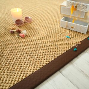 120x170 Tapis naturel en sisal grosses boucles - Kidara chaume - Ganse marron