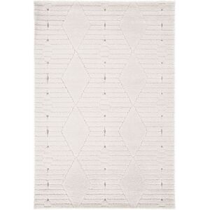 120x170 Tapis de salon graphique en relief - Ilyes - Blanc creme