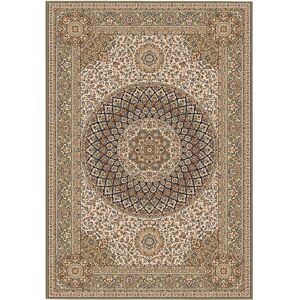 133x195 Tapis style persan en velours ras - Cyra - Camel et kaki