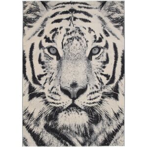 80x150 Tapis chambre d'enfant - Tigre Rajah - Gris et beige