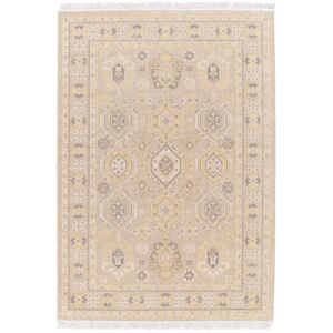 160x230 Tapis pliable a frange en coton et matiere recyclee - Ava - Beige pastel