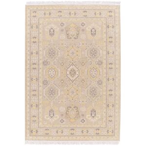 160x230 Tapis pliable à frange en coton et matière recyclée - Ava - Beige pastel