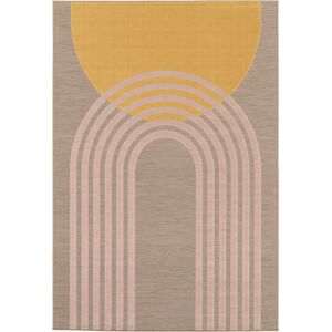 200x290 Tapis exterieur et interieur en relief - Luna - Beige, jaune, rose