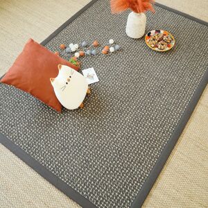 160x230 Tapis Laine et sisal - Caloundra grosses boucles gris - Ganse anthracite