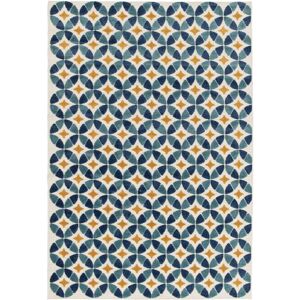 164x230 Tapis extérieur et intérieur motif géométrique - Ambroise - Bleu et jaune