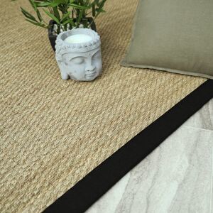 140x200 Tapis Jonc de mer Kalapa fin panama - Ganse noire